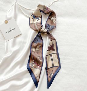 Halsdukar hanterar lyxig chic häst lång siden halsduk kvinnlig multifunktion dekorativ pannband slips handledsband bälte4982967