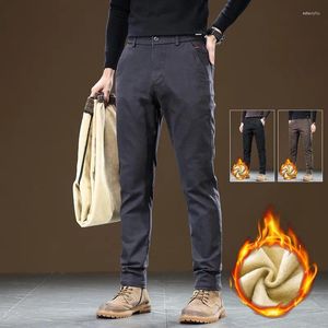 Men's Pants Fleece Casual For Men Autumn Winter Straight Fit Business Working Long 2023 Fashion Thick Warm Office Trousers