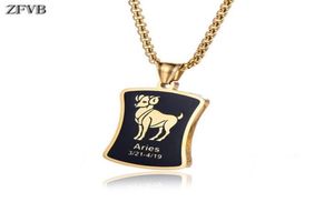 ZFVB Aries Taurus Gemini Cancer Leo Virgo Libra Scorpio Pisces Aquarius 12 Constellations Necklaces Stainless steel Pendants Men214376478