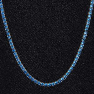 Wholesale Price 925 Sliver Blue Color 3-5mm Wide Spinel Gemstone Tennis Necklaces Jewelry