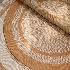 Carpets Big Hand-woven Rattan Round Cotton Linen Fiber Rugs Kilim El Garden Living Room Coffee Table Cattail Carpet Mats