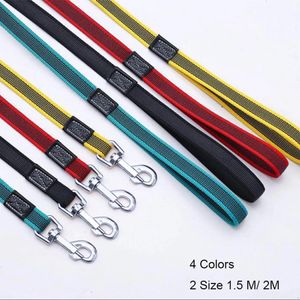 Dog Collars Leashes 1.5M 2.0M Non-slip Nylon Vulcanized Dog Leash Resistant For Middle Big Sized Dogs Golden Retriever Samoyed Pet Leads 231212