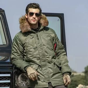 Mens Down Parkas Winter N3B Puffer Jacket Men Long Canada Coat Military Fur Hood Warm Trench Camouflage Tactical Bomber Army Korean Parka 231212