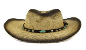 Siyah Sprey Boya Kağıt Straw Jazz Kovboy Şapkalar Yaz Kadınlar Açık Mekan Büyük Brim Güneşlik Kapağı Ladies Plaj Panama Sunhat6228300