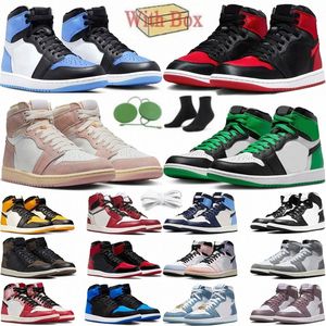Jumpman 1 UNC 1s Royal Reimagined j1 Satin Bred Spider Verse Washed Black Lucky Green Toe rosa Chicago Skyline Space Jam Panda Black whUlYq#