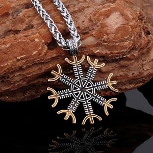 Pendant Necklaces Stainless Steel High Quality Antique Compass Necklace Nordic Men Retro Odin Teen Fashion Amulet Party Gift Wholesale