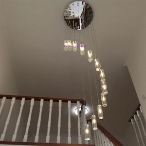 Led Crystal Chandeliers Spiral Modern Living Room Lamps Stairway Lighting Long Crystals Chandelier Home Decor Lights Lustre Salon 290P