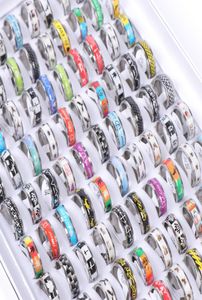 Mens Fashion Multicolor Sticker Stainless Steel Band Rings Animal Love crown Friend Mix Style Jewelry Rings For Women2753774