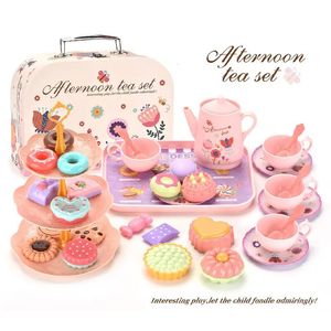 Cucine Gioca a cibo giocattolo Set da tè per bambineTea Party Toys Bambini Ragazze finta snack giocattoloSet pomeridiano per bambini 231211