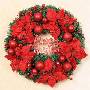 Dekorativa blommor 30/40/50 cm röd julkrans guld Xmas boll ytterdörr girlands prydnad navidad år hemfest väggdekoration
