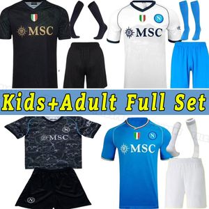 男性の子供23 24ナポリサッカージャージZielinski Anguissa Olivera Osimhen Fabian Lozano SSC Home Away Third Goalkeeper Full Kit 2023 2024