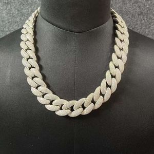 고급 24mm 마이애미 쿠바 체인 925 스털링 실버 패스 테스터 아이스 아웃 VVS Moissanite Diamonds Cuban Link Chain