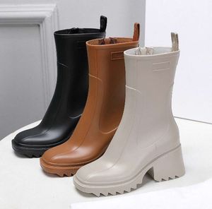 Botas de chuva femininas de designer de luxo estilo inglaterra à prova d' água welly borracha chuvas sapatos bota tornozelo 987