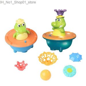Bath Toys Fountain Crocodile Baby Bath Toys For Toddlers Spray Water Sprinkler Light Up Bathtub Toy For Boys Girls Kids Q231212