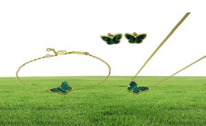 Van 18K Gold Fashion Classic Sweet 4Four Leaf Clover Butterflyörhängen Armband Halsbandsmycken Set för S925 Silver Van Womeng7541414