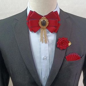 Yay TIES TIE SET Erkekler İş Ziyafeti Resmi Giyim Takım Takım Aksesuarları Yaka Çiçekler Erkekler Düğün Bowtie Corsage 3 Parçalı Setler