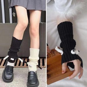 Women Socks Magnetic Suction Hand Winter Knit Long Gothic Lady Fluffy Stylish Legging Sock Legs