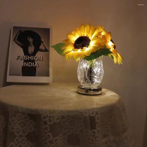 Table Lamps YOUZI 3.7v LED Simulation Sunflower Night Light Lamp Ornaments For Home Living Room Desktop Decor