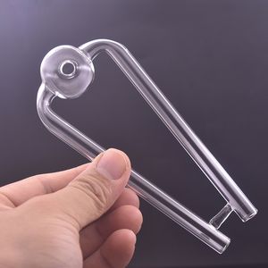 Double Tube Snuff Glass Oil Burner Pipe Portable Rökning Rör 14 cm Längd 30 mm Boll Oil Nail Pipe för rökningstillbehör Bästa rökare gåva