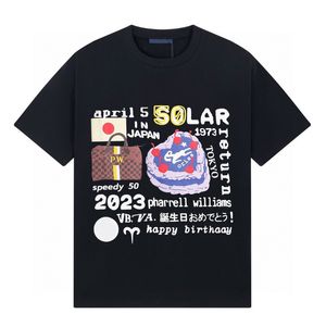 23FW Wiosna Lato Europa Paris Japan Tokyo Cake Puff Print TEE Fashion Mens Squate Board Krótkie rękawie