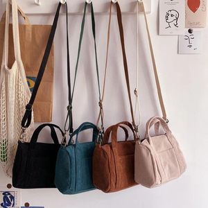 Duffel Bags 2023 Woman Corduroy Shoulder Bag Fashion Single Crossbody Art Small Square Tote Boston Pillow Type Handbag