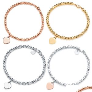 BEDED 100 ٪ 925 Sterling Sier Sier Bededds Bracelet الأصلي 18K الذهب المطلي بالمينا الأزرق قلب قلادة الكرة جولة Charm Jowldr DHQZF