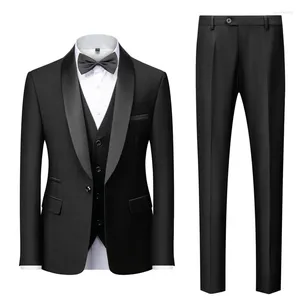 Erkek Suit M-6xl Sıradan İş Sigara Sahip Var High End Marka Butik Moda Blazer Yelek Pantolon Damat Gelinlik Partisi