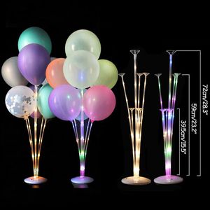 10PC Decoração de festa LED pilar de balão com corda luminosa decoração de casa de casamento decoração de festa de aniversário adulto decoração de balão infantil bola de presente 231212