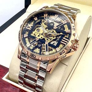 Orologi da polso AOKULASIC Orologio da polso da uomo Meccanico automatico Sport militare Orologio maschile trasparente Top Skeleton Hollow Watch 515