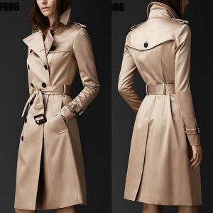 British Style Trench Coat New Women's Coats Spring och Autumn dubbelknapp över Coat Long med logotyp