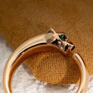 PANTHERE Series Pierścień luksusowa marka oficjalne reprodukcje Najwyższa jakość 925 srebrne srebrne 18 k Zdzyskute Pierścienie geparda projektowanie marki NE262T