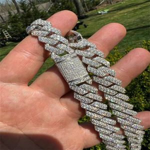 Супер сентябрь заводские цены замаскивали сети серебро S925 14 мм VVS Moissanite Chain Ожерелье Женщины и мужчины