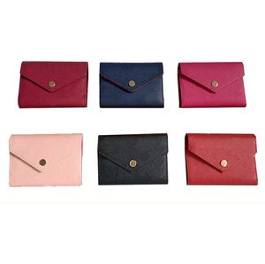 Designer plånböcker kvinnor liten plånbok hög kvalitet färgglada knapp mini plånbok söt kvinna mode brun blomma präglade plånböcker med låda