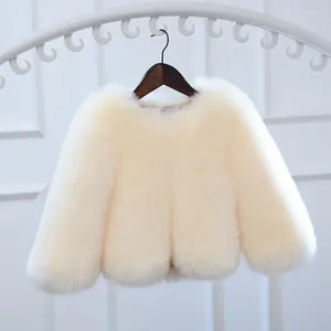 Ceket çocuklar butik kıyafetler bebek kız kış kıyafetleri ceket pamuk 2023 taklit saç düz renk kürk tatlı moda sıcak