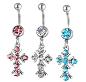 D0550 Cross Belly Bell Button Ring Mix Colours01234564924758
