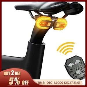 Bike Lights Turn Signal Rear Light LED Bicycle Lamp USB Rechargeable Wireless Back MTB Tail Accessories 231212