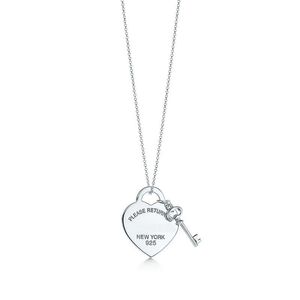 Hänge halsband mode vänligen återgå till New York Heart Key Pendant Halsband Original 925 Sier Love Halsband Charm Women Diy Jewelr Dhgde