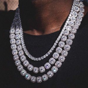 Hip Hop Custom 925 Sterling Silver Moissanite Mens Diamond Iced Out Tennis Chain Necklace Fashion Jewelry