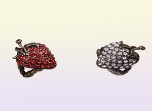 Frauen-Erdbeer-Band-Ringe, glänzender Strass-Kristall-Ring, Modedesigner, Hochzeit, Verlobung, Schmuck, Damen, verstellbare Hand, Jewe5920375