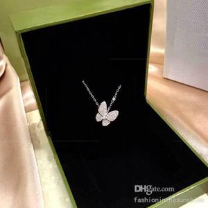 Biżuteria Motyl Wiselant Srebrny naszyjnik Projektant Diamond Mężczyźni i kobiety Rose Gold Platinum Naszyjniki Oświadczenie dla Christm2171191