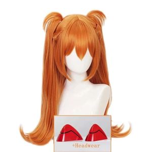 Anime Asuka Langley Soryu Cosplay Wig Uzun Turuncu Isıya Dayanıklı Kostüm Sentetik Saç Kadın Hızları