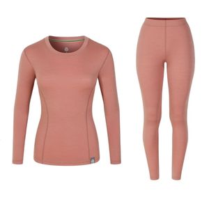 Women's Thermal Underwear 100% Merino Wool Base Layer Womens Set 250G Midweight Merino Wool Thermal Underwear Women Top and Bottoms Warm Anti-Odor 231211