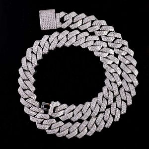 Good Quality 10mm 925 Silver 18k Gold Plated 5 Times Chunky Prong Two Rows Moissanite Cuban Link Chain