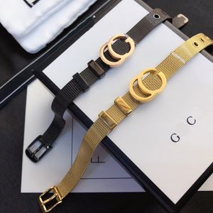 Pulseira feminina luxuosa com logotipo grande G banhada a ouro pulseira de marca original com caixa novo estilo de designer pulseira de presente elegante e requintada pulseira de aço inoxidável