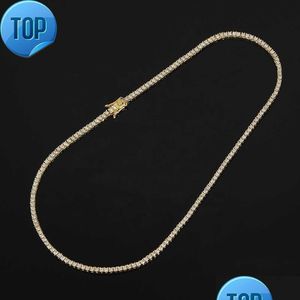 Pendant Necklaces Fashion Juncheng 2Mm Gra Vvs Moissanite S925 925 Sterling Sier 10K 14K Gold Plated Chain Tennis Necklace For Men Wom Otrwd