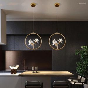 Lâmpadas pendentes designer bolha cristal flor luzes luxo quarto sala de estar high-end jantar corredor anel pendurado