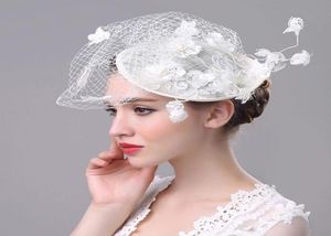 Geizige Brimhüte handgefertigtes Spitzennetzgarn Fedoras Hut Frauen Royal Ascot Ladies Day Britische elegante Mütze Hochzeit Bankett Faszinator H6200636