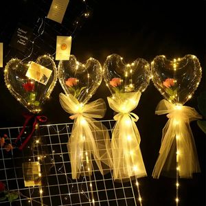 10pc Party Decoration LED Flower Wave Balloon Rose Bundle Transparent Wave Balloon Luminous Balloon Festival Party Decoration 231212