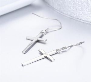 Fashion Solid 925 Sterling Silver Cross Drop Dangle Hook Earrings for Women Girls Jewelry Gift Pendientes Aros Oorbellen Orecchin7396333