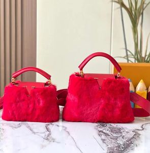 Moda de pelúcia capucines bolsa crobody sacos de inverno feminino bolsa de ombro letras padrão pele de vison múltiplas cores bolsas bolsa de alta qualidade crossbody sacos